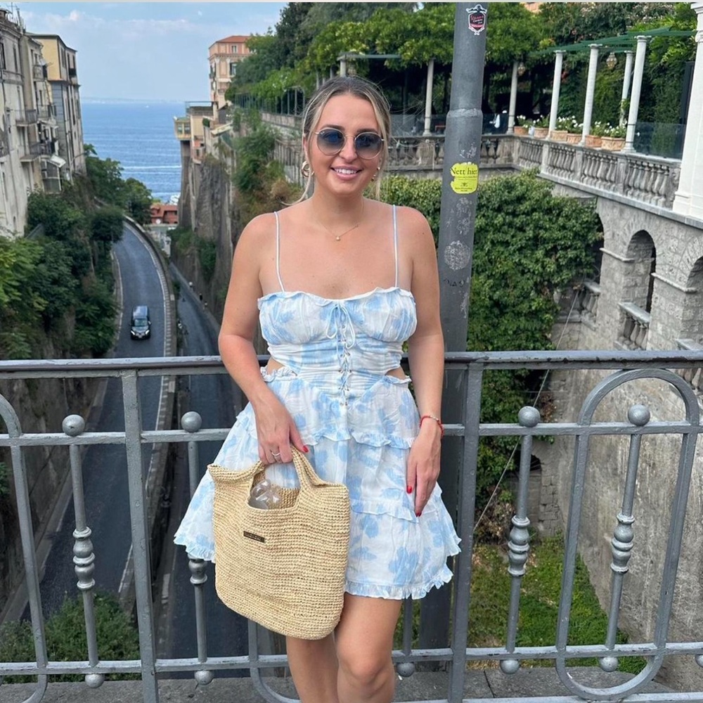 Sabo Skirt Light Blue Floral Mini Dress